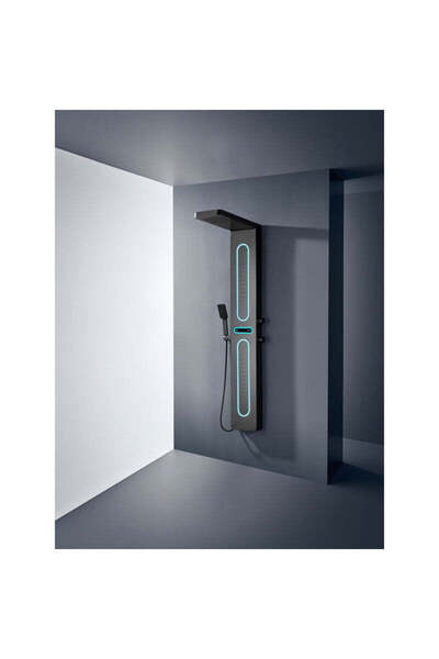 shark design Panou de duș cu efect de ploaie și jeturi de masaj, afișaj digit...