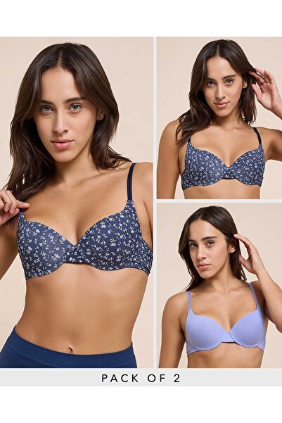 R&B 2 Pack Printed Padded Push Up Bra