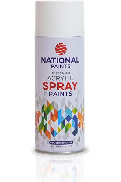 NATIONAL PAINTS بخاخ طلاء أكريليك سريع الجفاف - أبيض مطفي 801