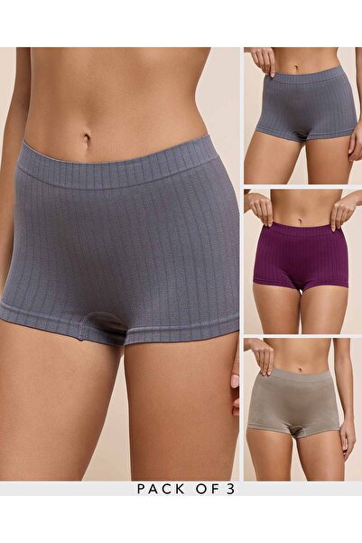 R&B 3 Pack Ribbed Seamfree Boyshorts