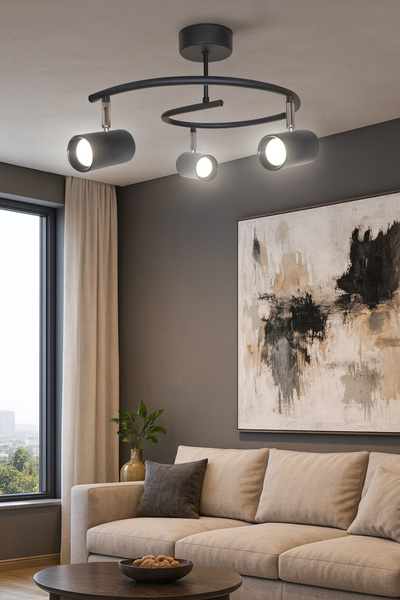 Fer Avize Dönence Spot Başlıklı 360° Dönebilen Hareketli 3'lü Avize(BEYAZ IŞI...