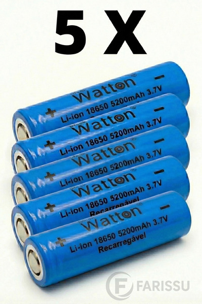 farissu Watton 18650 Li-ion Şarjlı Pil 5200mAh 3.7V – El Feneri, Kafa Feneri ...