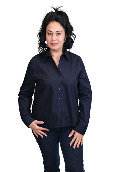 Blues Outlet Women's Buttoned Short Brand Shirt-Dark Blue
