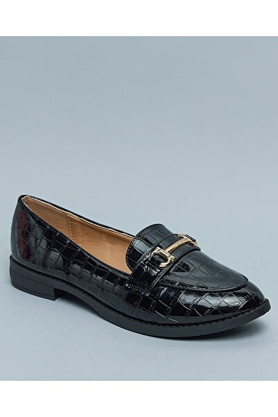 R&B Women'S Black Textured Horsebit Loafers