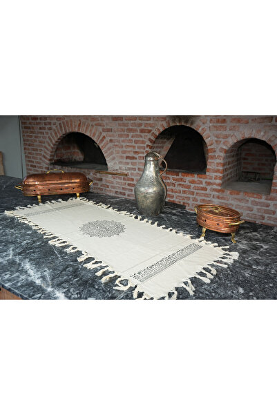 Komana Art El Baskısı Pamuklu Püsküllü Çini Desen Runner – Geleneksel Tokat T...