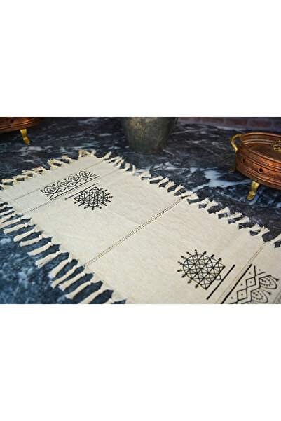 Komana Art El Baskısı Pamuklu Püsküllü Runner – Geleneksel Tokat Tahta Baskı ...