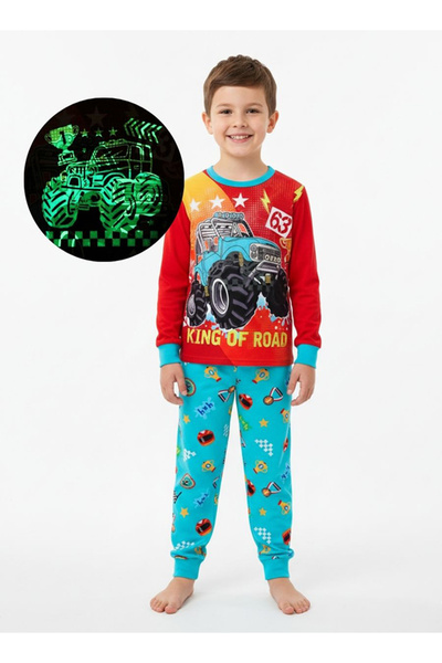 Babyqlo Monster Truck Boys Glow in the Dark Pajama Set
