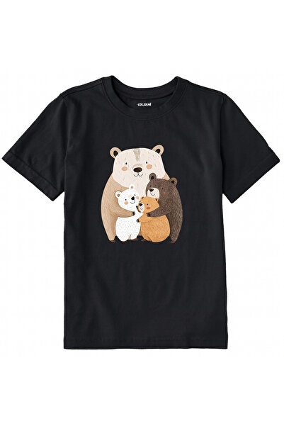 Colermi تي شيرت للأطفال من القماش القطني – عائلة الدب الذي يحب التلتصق مطبوع