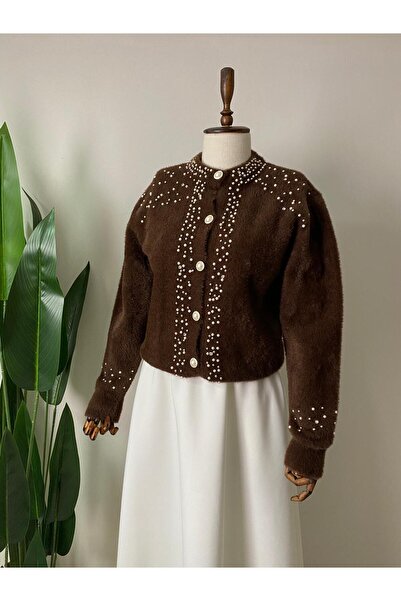 demet's collection Betül Taşlı İncili Triko Ceket