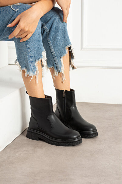 SOFT حذاء تشيليسا نسائي أسود من أردن بسحاب وبطانة داخلية دافئة