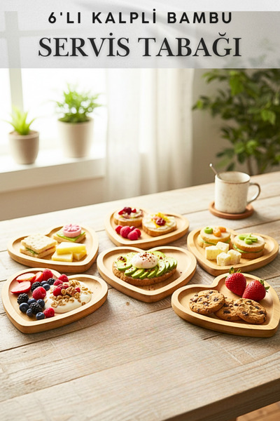 Penthouse 6 Adet Kalpli Bambu 20 x 20 cm Servis Tabağı, Sunumluk