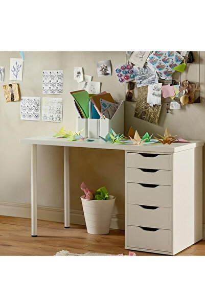 NKX Multifunctional Desk Table Form & office white Color with Multiple Drawers Fiber Board 120*60 cm