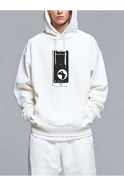 MIXSNOW سويت شيرت بغطاء رأس مطبوع قصة فضفاضة : مكالمة واردة من هاتف محمول - ت...