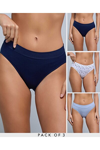 R&B Women'S Ivory 3 Pack Ribbed Bikini Briefs