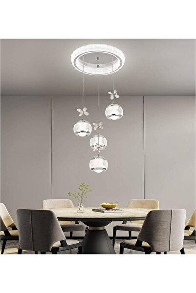 ZAFİRA 4 TOPLU KELEBEK SARKITLI AVİZE KROM