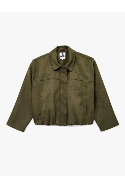 Koton Jachetă supradimensionat pentru femei, cu aspect de piele de căprioară,...