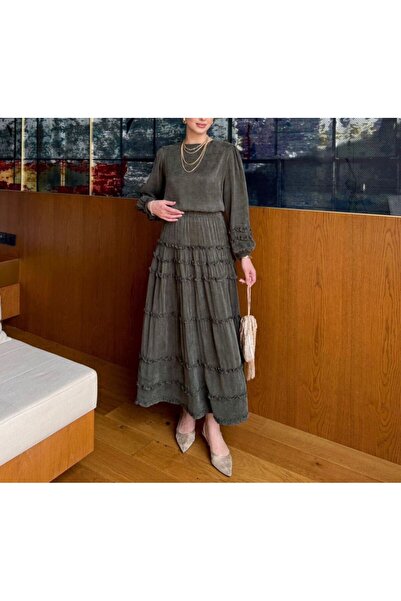 GK Silk Cupra Skirt Suit