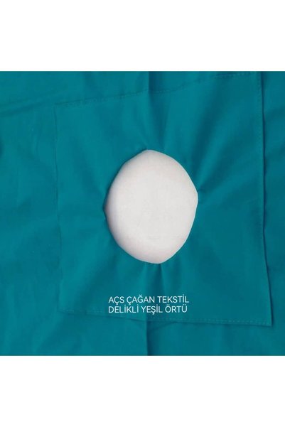 Açs Denizli Çağan DELİKLİ AMELİYATHANE YEŞİL KUMAŞ , DELİK ÇAPI 10 CM(CERRAHİ ÖRTÜLER) TEK KAT 50X50 CM 5 ADET