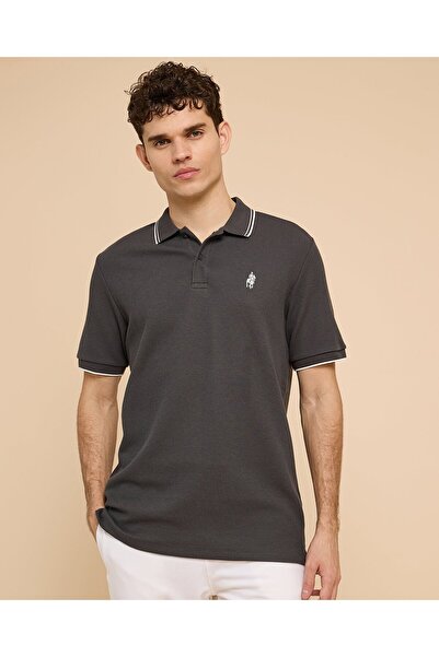 R&B Logo Embroidered Polo T-Shirt With Short Sleeves