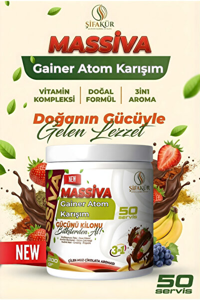 ŞİFAKÜR BİTKİSEL SAĞLIK ÜRÜNLERİ ŞİFAKÜR Massiva Doğal Çilek Muz Çikolata Aro...