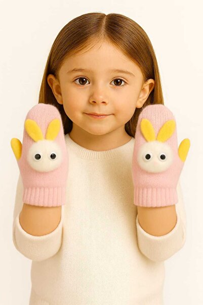 gigigiyim قفازات محبوكة للفتيات بتصميم إصبع واحد مع أذنين