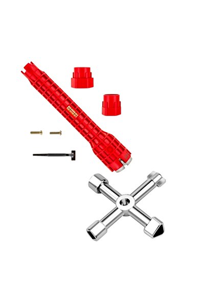 OEM Multifunctional wrench 4 in 1, 72x72 mm, zinc alloy with Multifunctional wrench 8 in 1, for sanitary installations