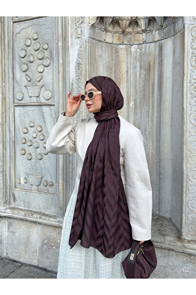 Mira İpek Balık Sırtı Desen Pamuklu Ayrobin Jakar Şal