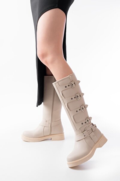 Zerenyus Zri̇n-346 Premium Beige Daily Women's Riding Boots