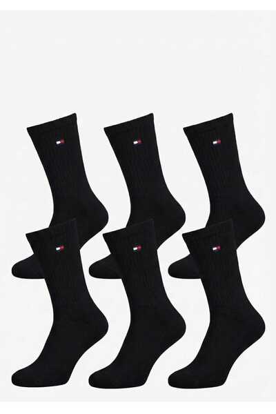Tommy Hilfiger Unisex long ribbed socks set, 6 pairs, Black, One Size
