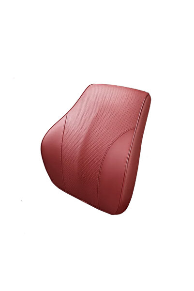 OEM Leather Lumbar Cushion, Lumbar Support for Car Seat, 40 mm x 38mm x 11 mm, Red