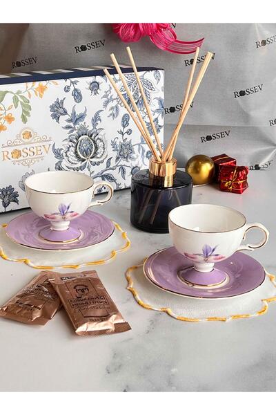 ROSSEV Gift Iris Gift Boxed Bamboo Stick Fragrance and Cup Set for 2 People