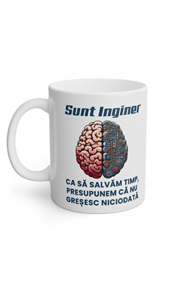 stickerino Cană ceramică „Sunt inginer - Nu greșesc niciodată”, 380 ml, albă