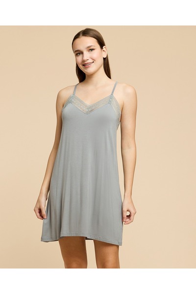 R&B Lace Trim Nightdress With V-Neck