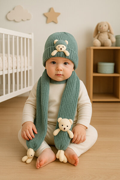tinitins Knitwear Baby Boy Scarf Beanie Set of 2