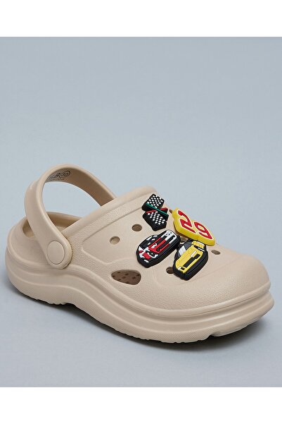 R&B Boy'S Beige Charm Detail Slingback Clogs