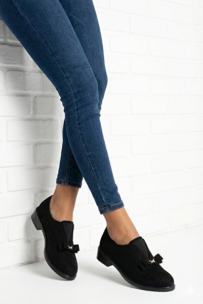 Ayakkabı Fuarı Elit Ivana Kadın Hakiki Süet Deri Casual Ayakkabı Siyah