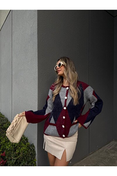 mahira collection Women's Crew Neck Diamond Patterned Oversized Fleece-Lined ...