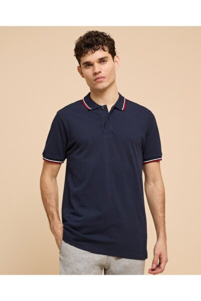 R&B تيشيرت بولو بأكمام قصيرة مع أطراف متباينة