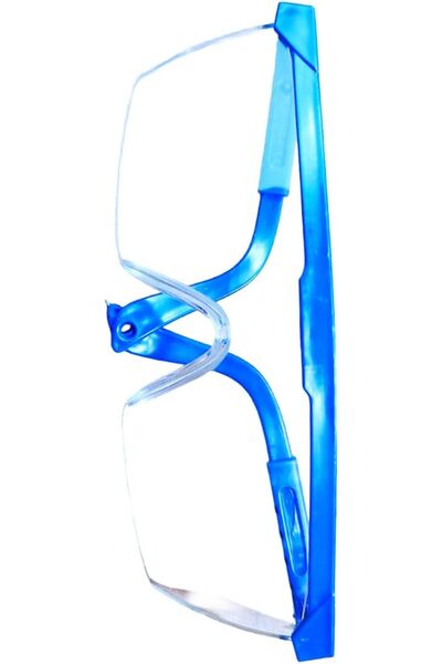 Generic Safety Glasses, Blue Frame, Clear Lens, Adjustable Protective Eyewear