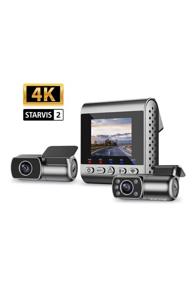 SJCAM M60 3 Kameralı Ön+İç+Arka 4K+FHD+FHD HDR Sony Starvis 2 Sensörlü WiFi G...