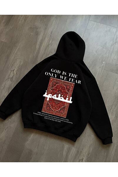 ZEMLİYA Black - Have a Good Mood Every Day Teddy Bear Printed Hoodie Zippered...