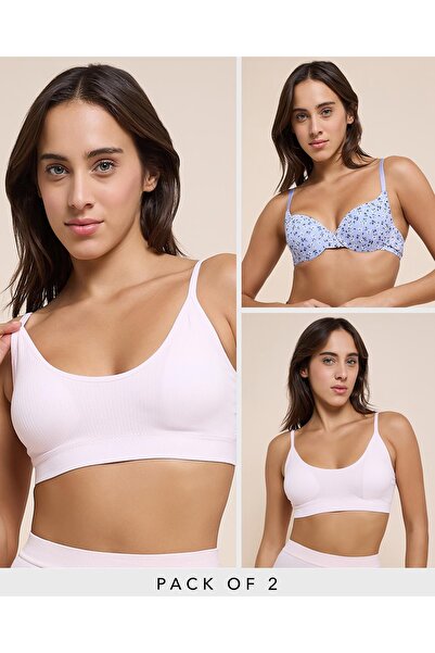 R&B 2 Pack Ribbed Padded Sports Bra