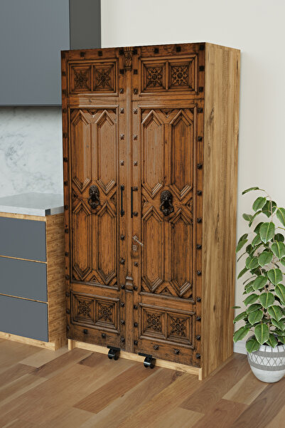 Hediyeler Kapında "Zelvin" Vintage Minor 2 Kapakli Raflı Kiler Dolabı Banyo Dolabı Mutfak Dolabı Çok Amaçlı Dolap