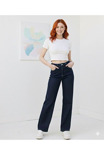 NWC Nova material elastic Pantaloni casual pentru femei, albastru marin, supe...