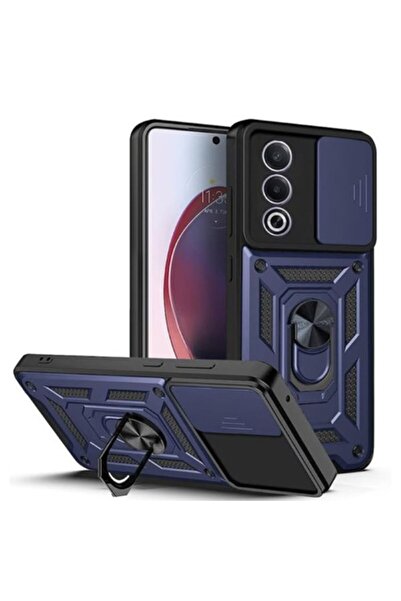 OEM Carcasă antișoc cu inel magnetic compatibilă cu OPPO A80 - Albastru Militar