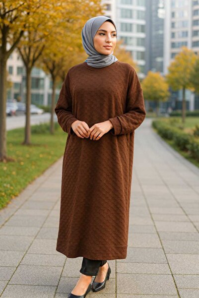 ECK MODA Women's Long Stretch Fabric Flexible Padding Patterned Tunic