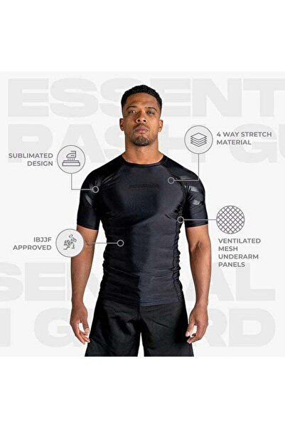 Sanabul Essential Short Sleeve Compression Shirt For Men (Large, All Black)