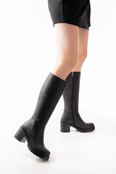 Zerenyus Zri̇n-3013 Premium Black Zippered Daily Women's Boots