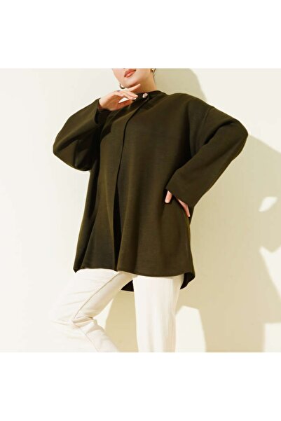 Vaniza Double Button Detailed Knitwear Poncho
