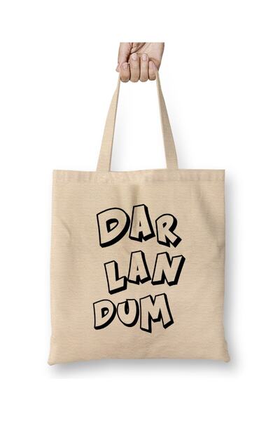 Toyaso Black Sea Sayings Darlandum Λευκή υφασμάτινη τσάντα με μακριά λαβή Τσά...